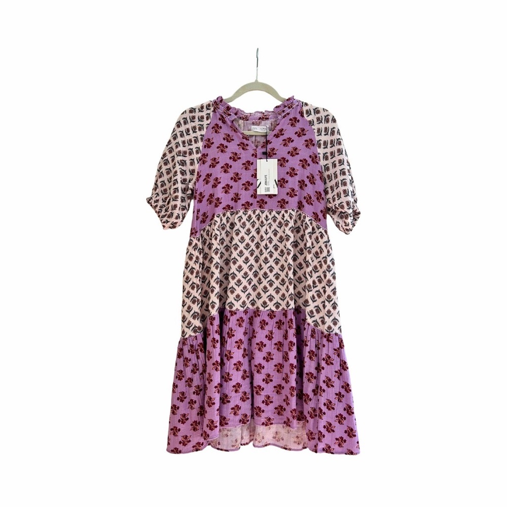 Zara Block Print Gauze Dress / Size 13-14 // NWT